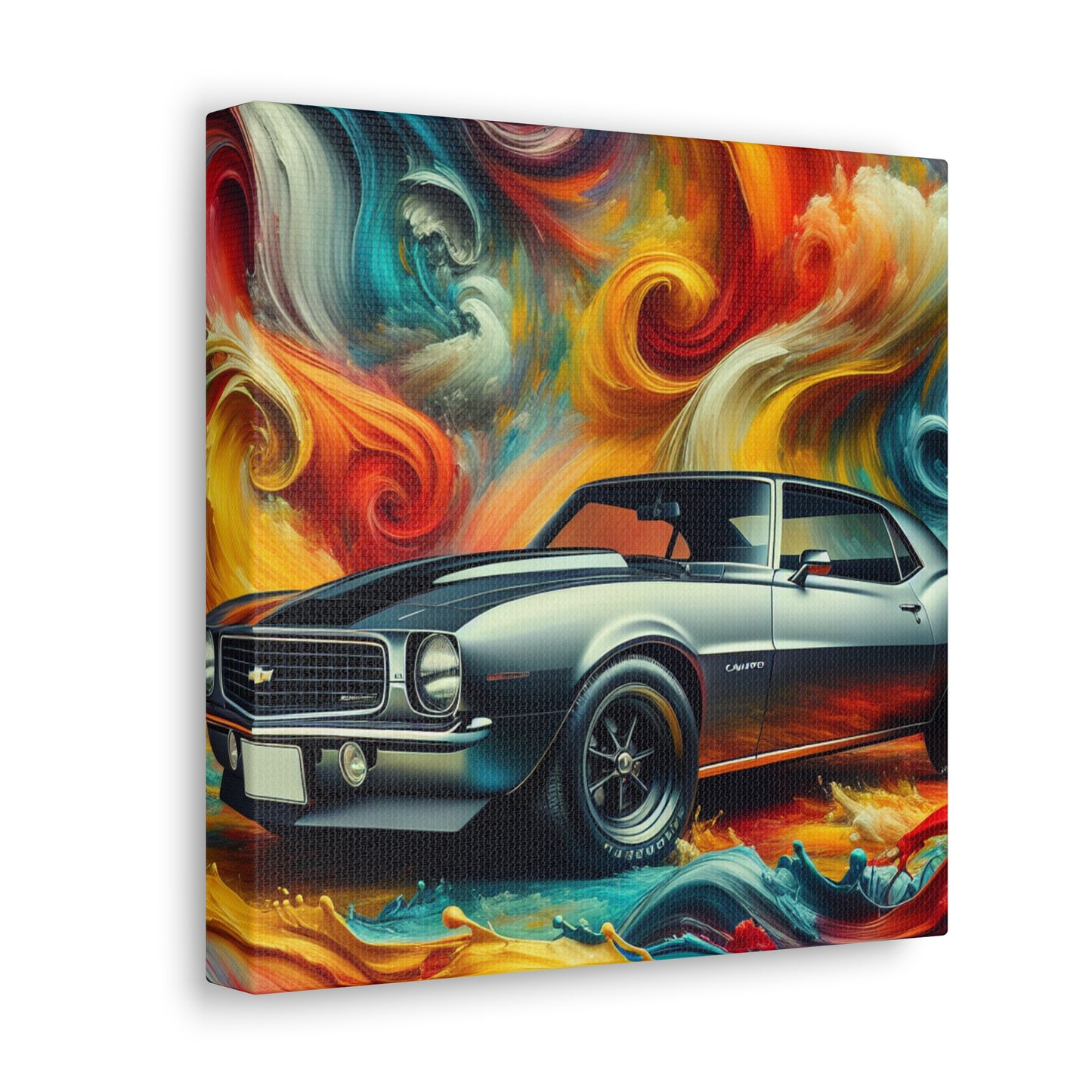 Chevrolet Camaro Artwork, Vintage Style Canva Painting - Perfect for Garage Decor, Car Enthusiasts, and Unique Home Decor Pieces
