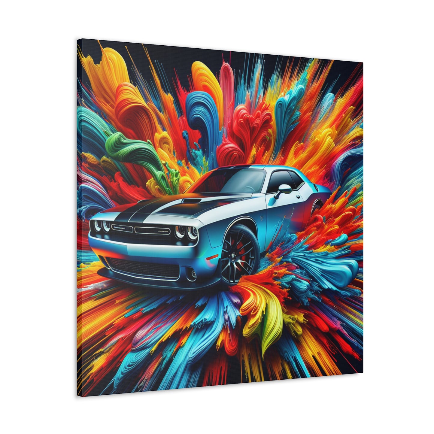 Vintage Dodge Challenger Wall Art Canva, Racing Car Print, Home Garage Decor, Classic Muscle Automobile Painting, Gift for Car Enthusiast