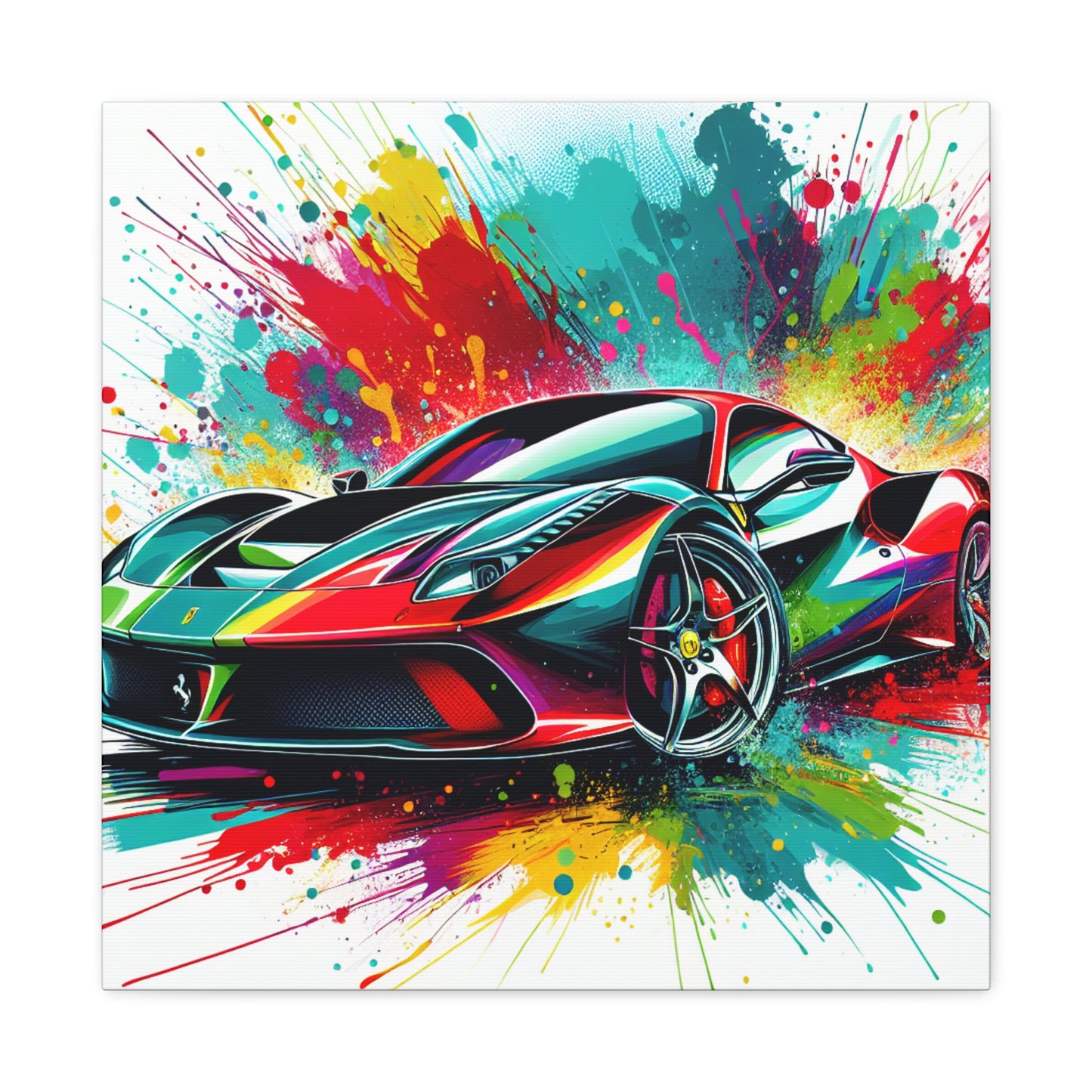 Ferrari Canva Painting, Luxury Sports Car Wall Art, Classic Red Ferrari Print, Home Office Decor, Perfect Gift for Car Enthusiasts