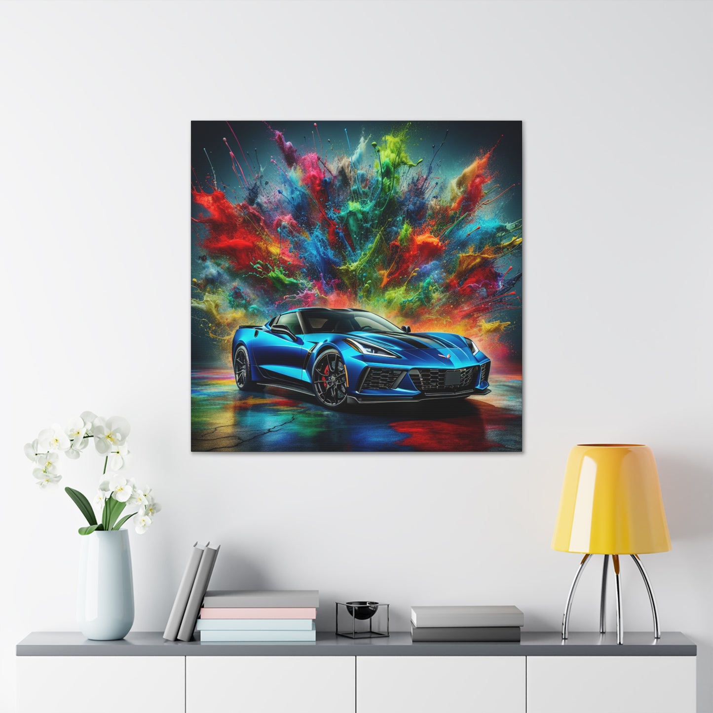 Chevrolet Corvette Canva Painting - Classic Car Wall Art - Vintage Vehicle Home Decor - Retro Auto Enthusiast Gift - Automotive Fine Art