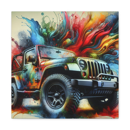 Jeep Wrangler Canva Painting, Wall Art, Off-road Vehicle, Original Handmade Artwork, Home and Office Decor, Unique Gift for Car Lovers