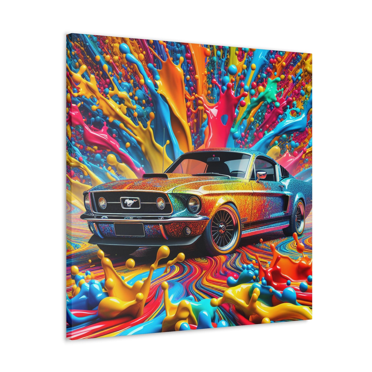 Vintage Ford Mustang Wall Art, Hand Painted Mustang Canvas Print, Classic Car Lover Gift, Home Office Decor, Man Cave Artwork, Collector Item