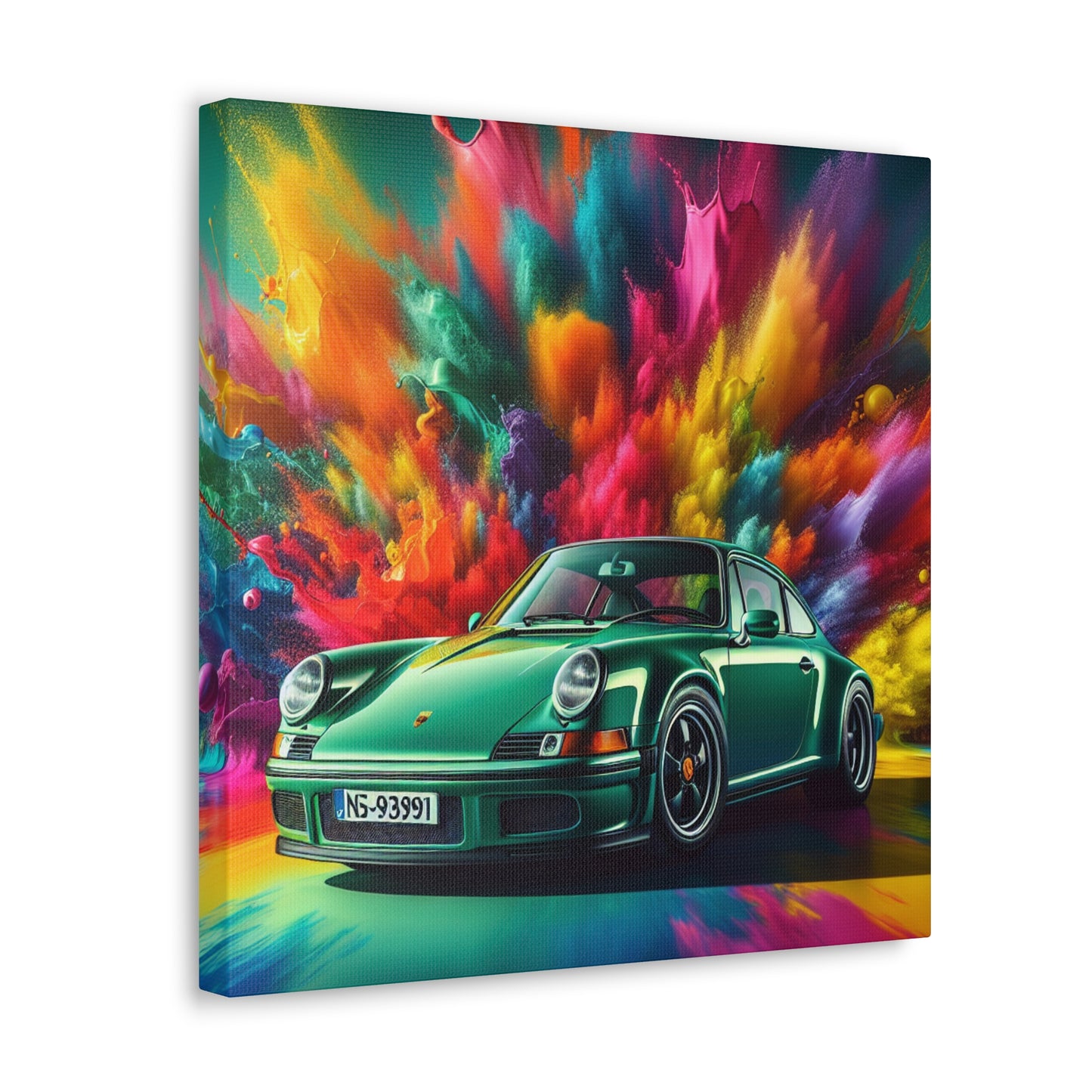 Vintage Porsche 911 Canva Painting, Car Art Wall Decor, Luxury Sports Car Print, Collectors Item, Bespoke Canva Artwork for Car Enthusiasts