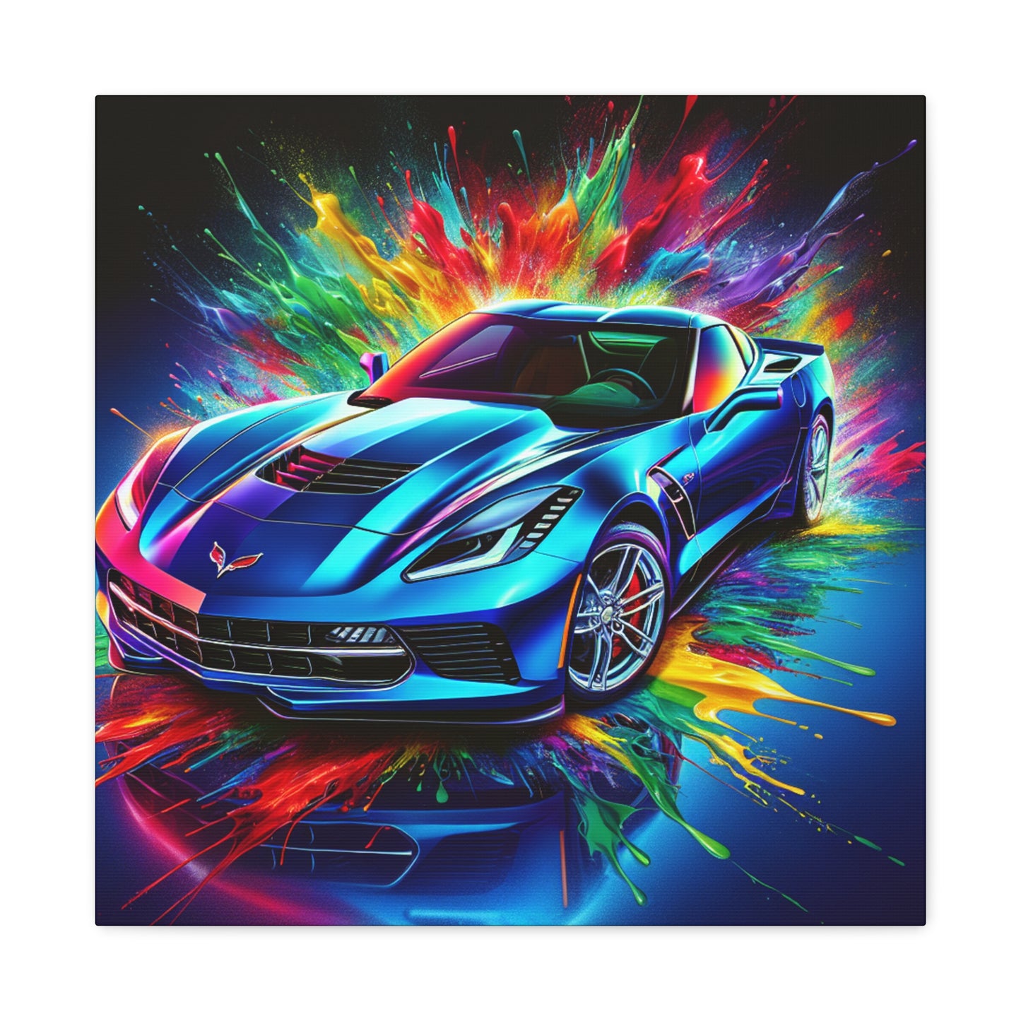Chevrolet Corvette Canva Painting, Classic Car Wall Art, Vintage Corvette Home Decor, Car Enthusiast Gift, Man Cave Accessory