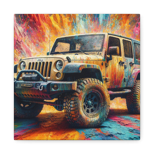 Jeep Wrangler Canva Painting - Perfect Wall Art for Car Enthusiasts, Detailed and Hand-Painted Jeep Artwork, Great Home Decor Gift for Men