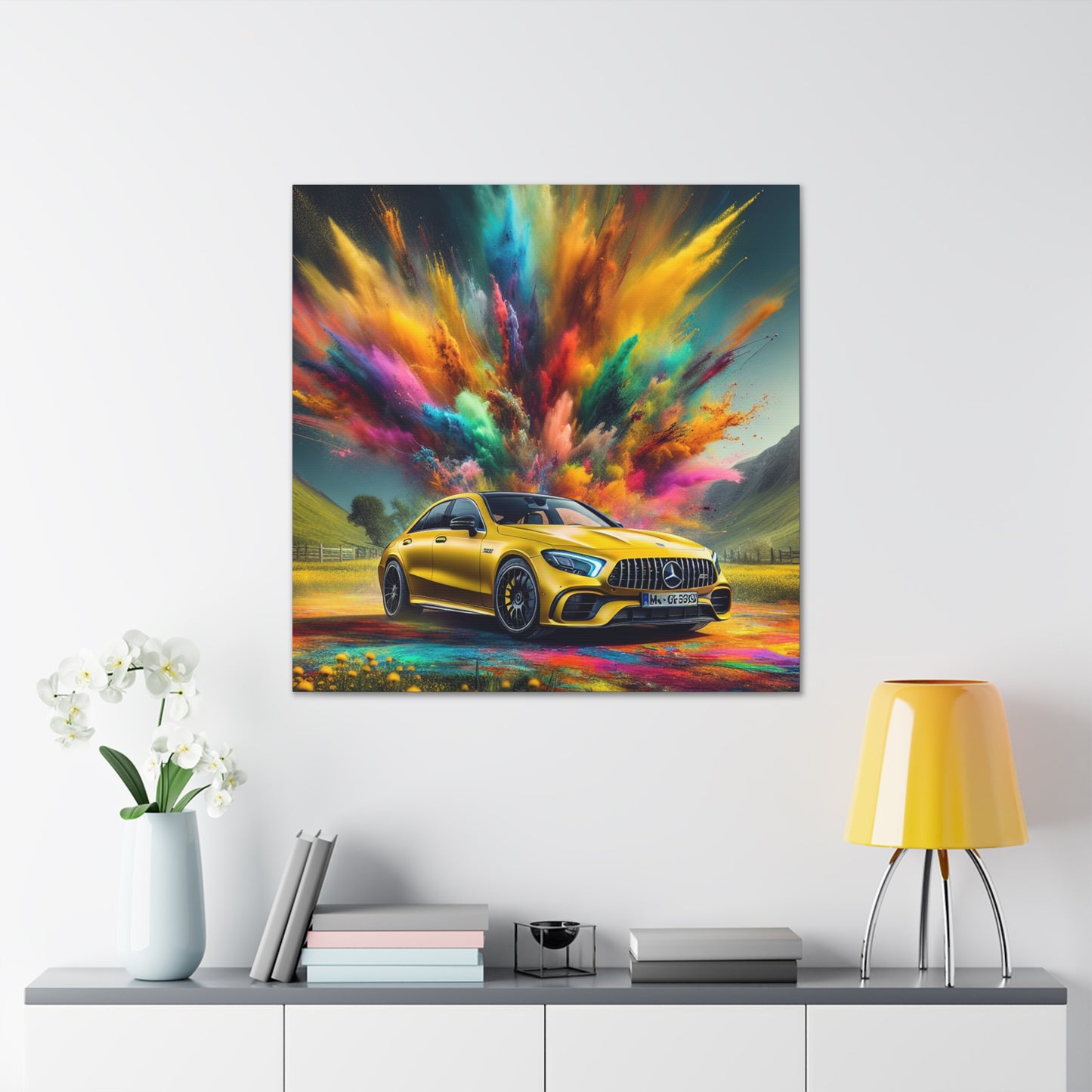 Mercedes AMG Wall Art Canva Painting - Luxury Car Decor, Hand-painted Artwork, Ideal for Automotive Enthusiasts and Home Decoration