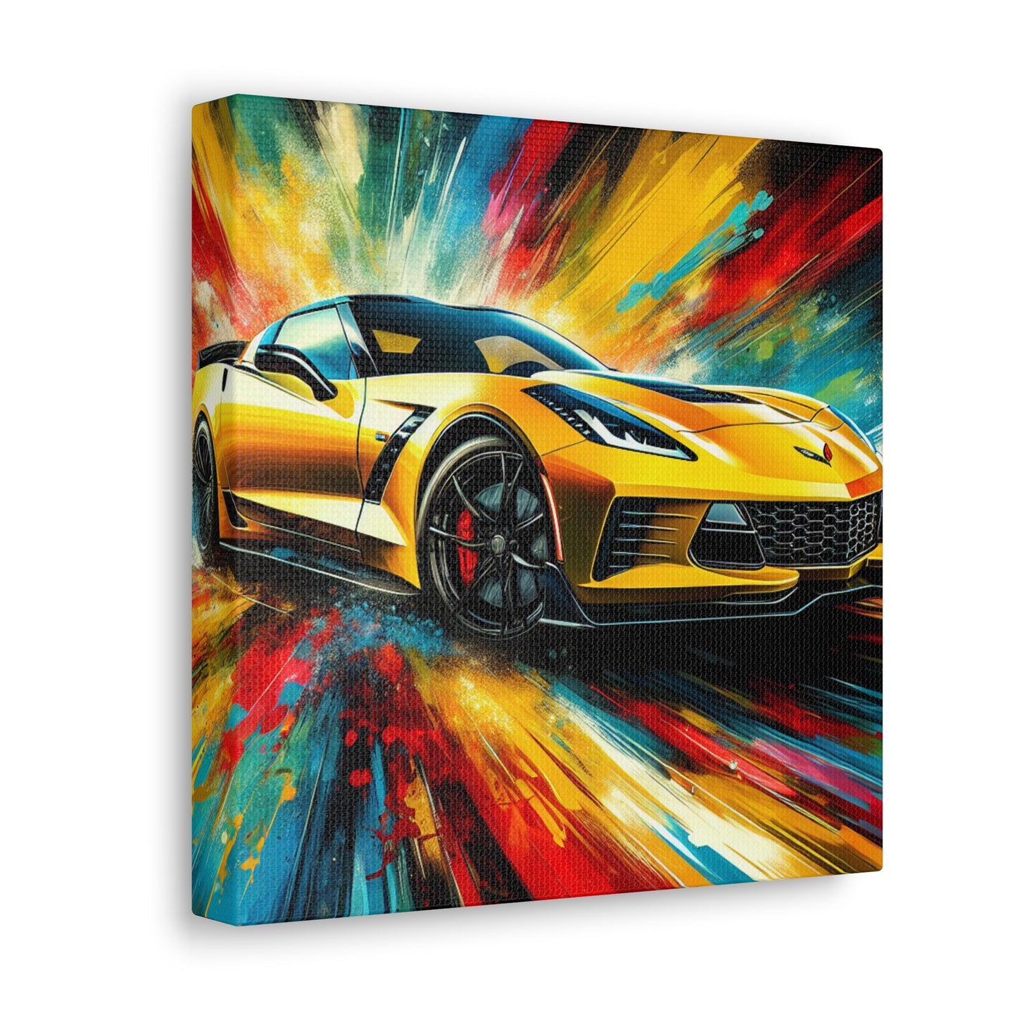 Chevrolet Corvette Artwork Canva Painting - Vintage Car Wall Decor - Enthusiast's Gift - Auto Art - Classic Corvette Car - High Quality Print