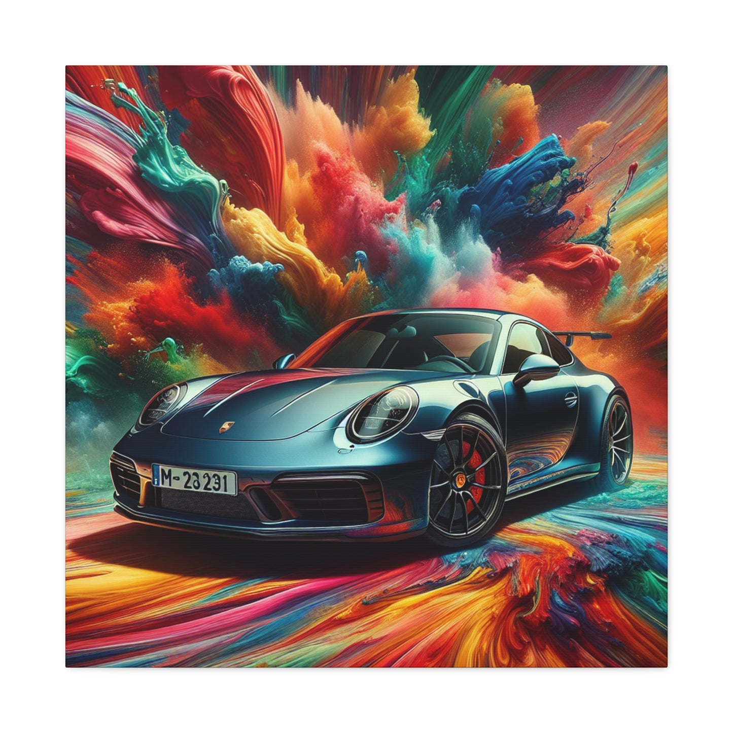 Porsche 911 Canva Painting - Handmade Wall Art, Sports Car Decor, Gift for Car Lovers and Collectors, Home and Office Décor