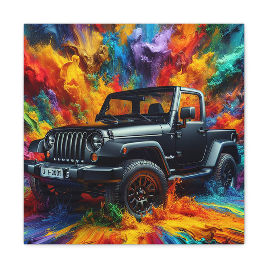 Jeep Wrangler Wall Art - Rustic Canva Painting for Garage Decor, Car Enthusiast Gift, SUV Fan, Off-Roading Design, Large Size Jeep Wall Decor
