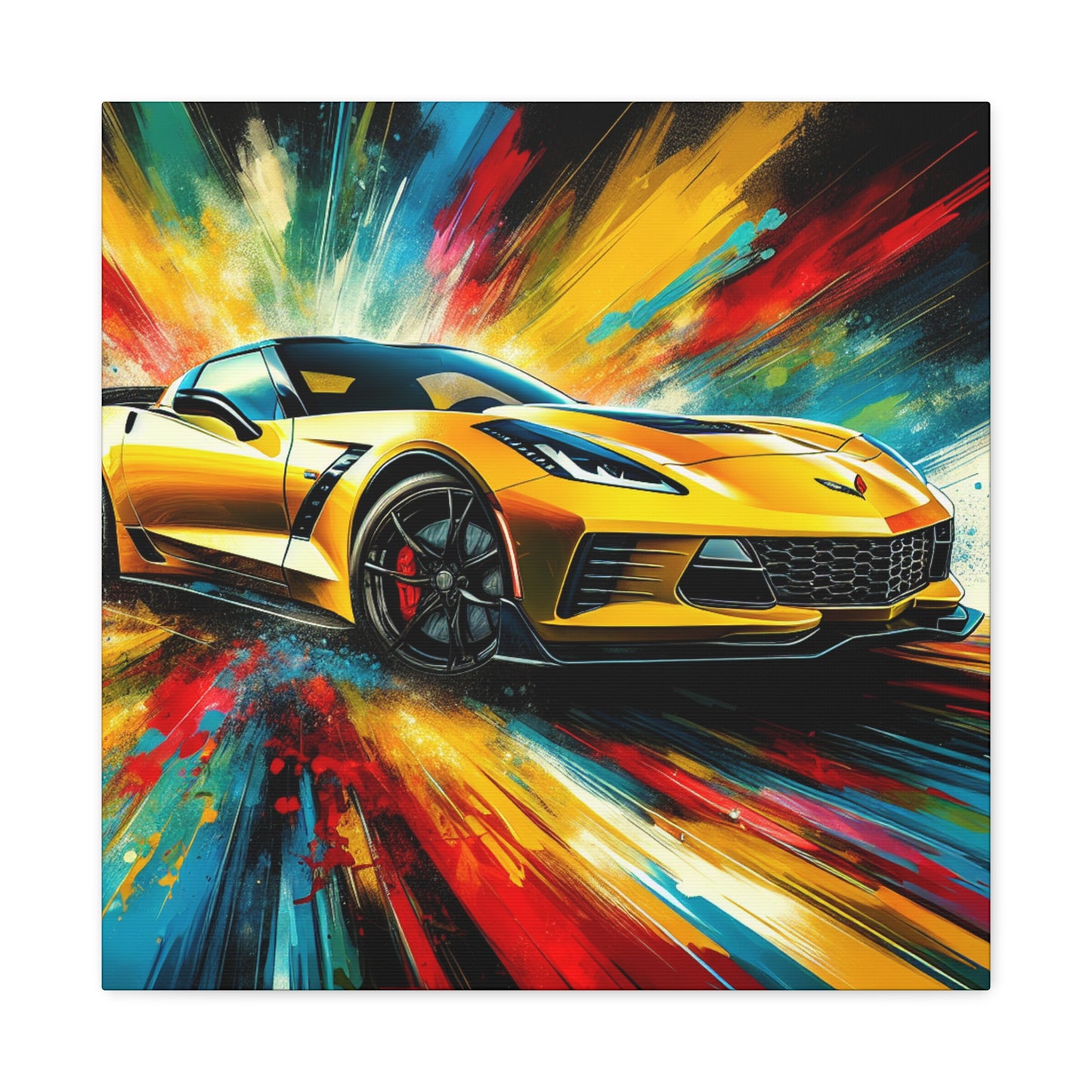 Chevrolet Corvette Artwork Canva Painting - Vintage Car Wall Decor - Enthusiast's Gift - Auto Art - Classic Corvette Car - High Quality Print