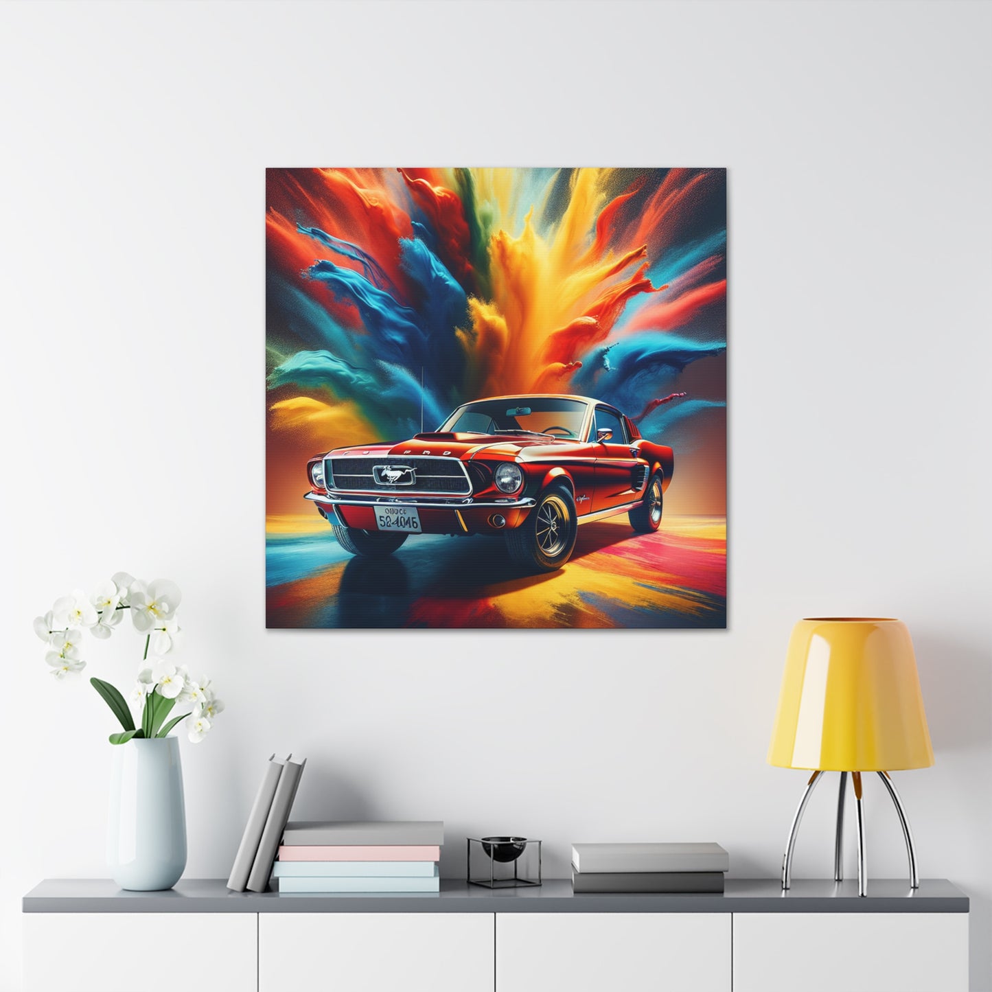 Ford Mustang Wall Decor Art - Classic Car Canva Painting - Modern Canvas Prints For Living Room, Bedroom, Man Cave, Car Enthusiasts