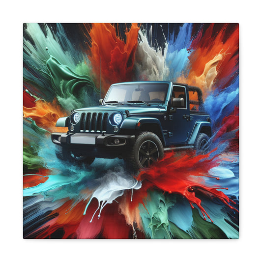 Jeep Wrangler Wall Art - Canva Painting, Car Artwork, Off-Road Vehicle Decor, Vintage Style Gift for Jeep Enthusiasts and Home Decoration