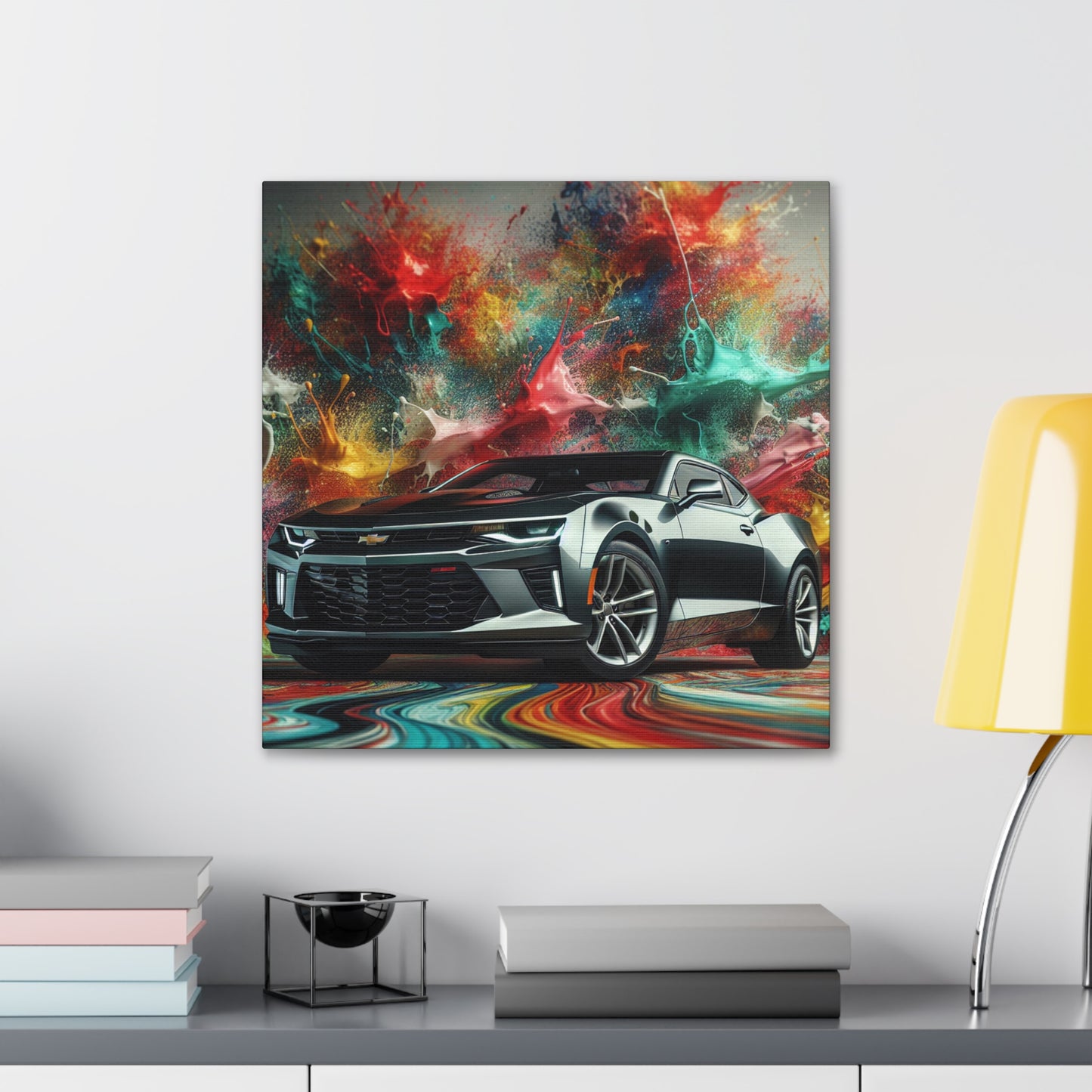 Chevrolet Camaro Wall Art, Vintage Car Canva Painting, Classic Auto Decor, Unique Garage Art, Collectors Camaro Print, Man Cave Essential