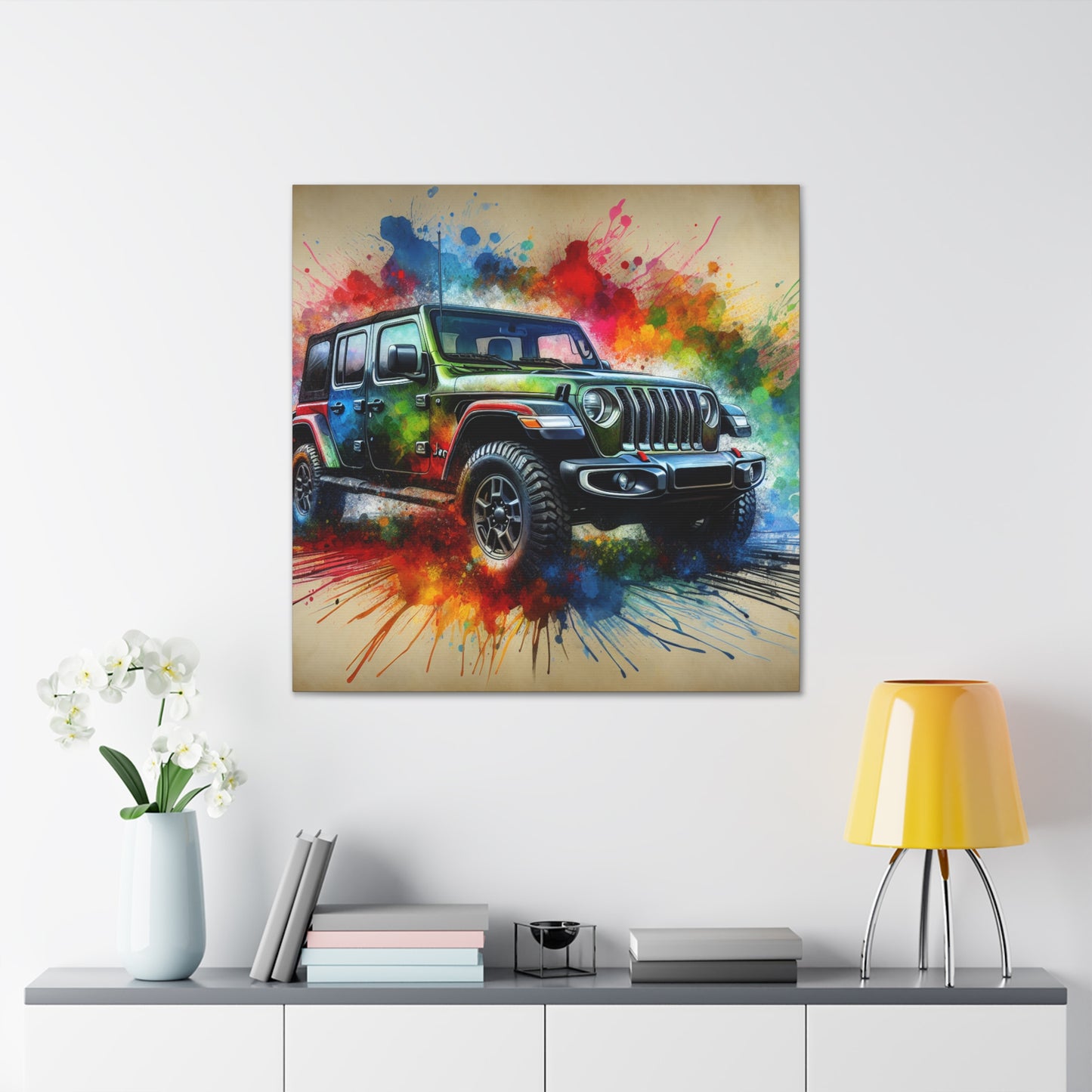 Jeep Wrangler Canva Painting - Off-road SUV Wall Art, Unique Home Decor, Perfect Gift for Car and Adventure Enthusiasts