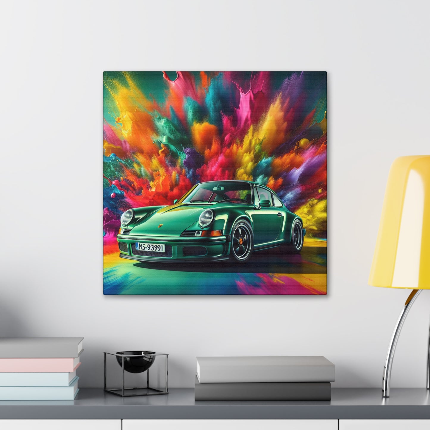 Vintage Porsche 911 Canva Painting, Car Art Wall Decor, Luxury Sports Car Print, Collectors Item, Bespoke Canva Artwork for Car Enthusiasts