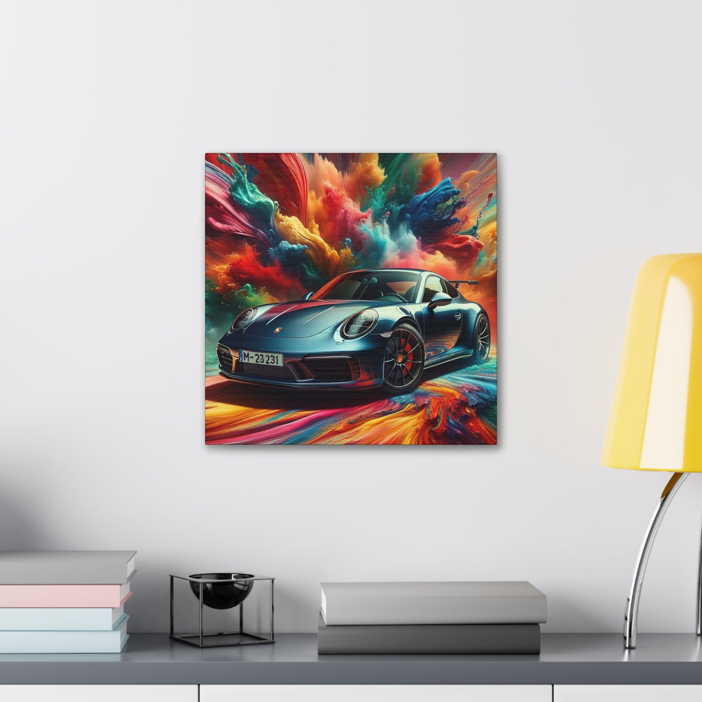 Porsche 911 Canva Painting - Handmade Wall Art, Sports Car Decor, Gift for Car Lovers and Collectors, Home and Office Décor