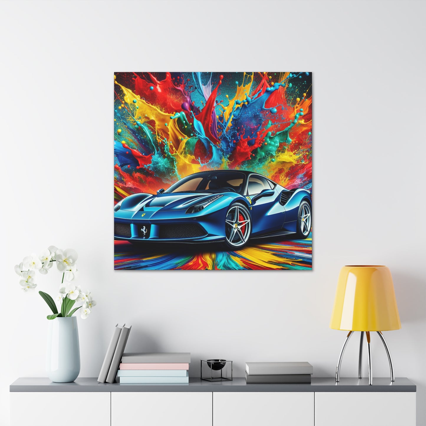 Ferrari Car Canva Painting Modern Wall Art - Luxury Sports Car Decor - High-Quality European Design - Motor Enthusiast Gift
