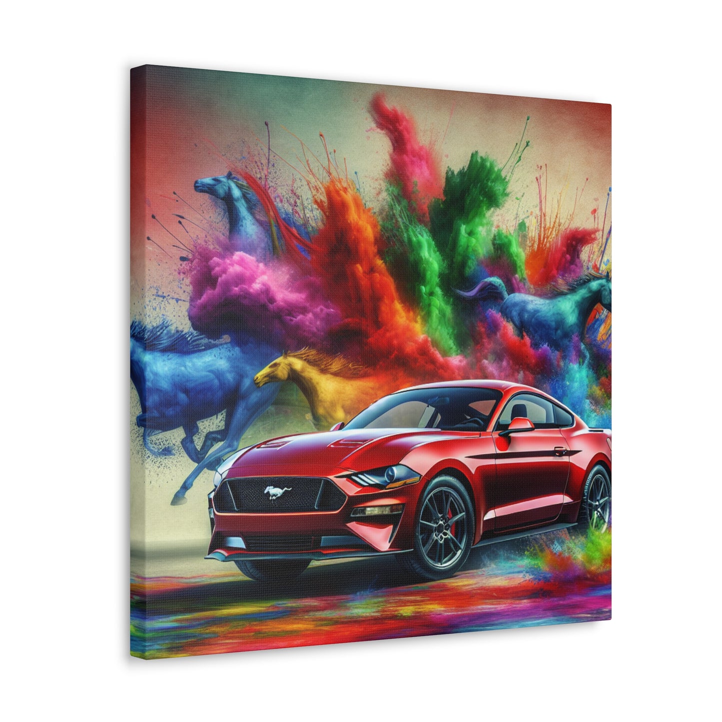 Vintage Ford Mustang Canvas Art, Hand Painted Car Enthusiast Gift, Classic Automobile Wall Decor, Contemporary Home Office Decor