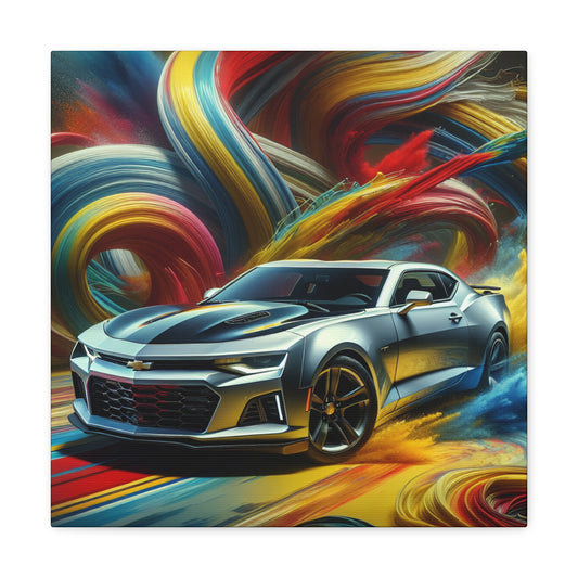 Chevrolet Camaro Canva, Classic Cars Artwork, Vintage Car Painting, Garage Decor, Man Cave Wall Hanging, Automobile Enthusiast Gift