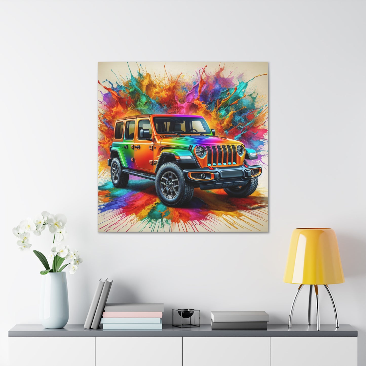 Jeep Wrangler Canva Painting - Outdoor Adventure Wall Art - Off Road 4x4 SUV Jeep Lover Gift, Perfect for Garage, Man Cave, Living Room Decor
