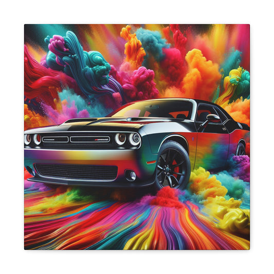 Dodge Challenger Wall Art - Car Canva Painting, Framed Automotive Decor, Ideal for Car Enthusiast, Vintage Style, Garage Artwork, Gift Item