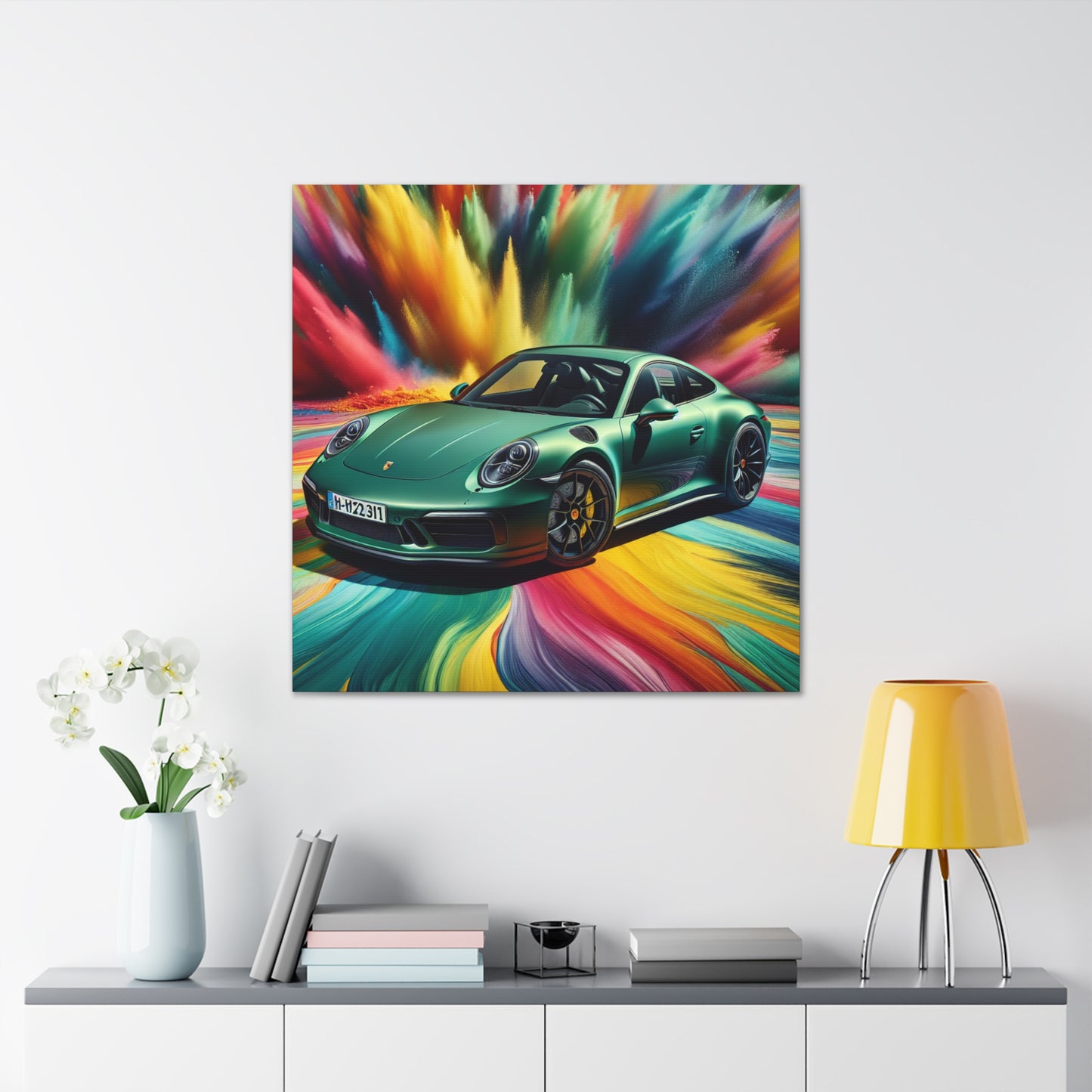 Porsche 911 Wall Decor Canva Painting, Handmade Home and Office Artwork, Automotive Wall Art, Luxury Sports Car Lover's Gift