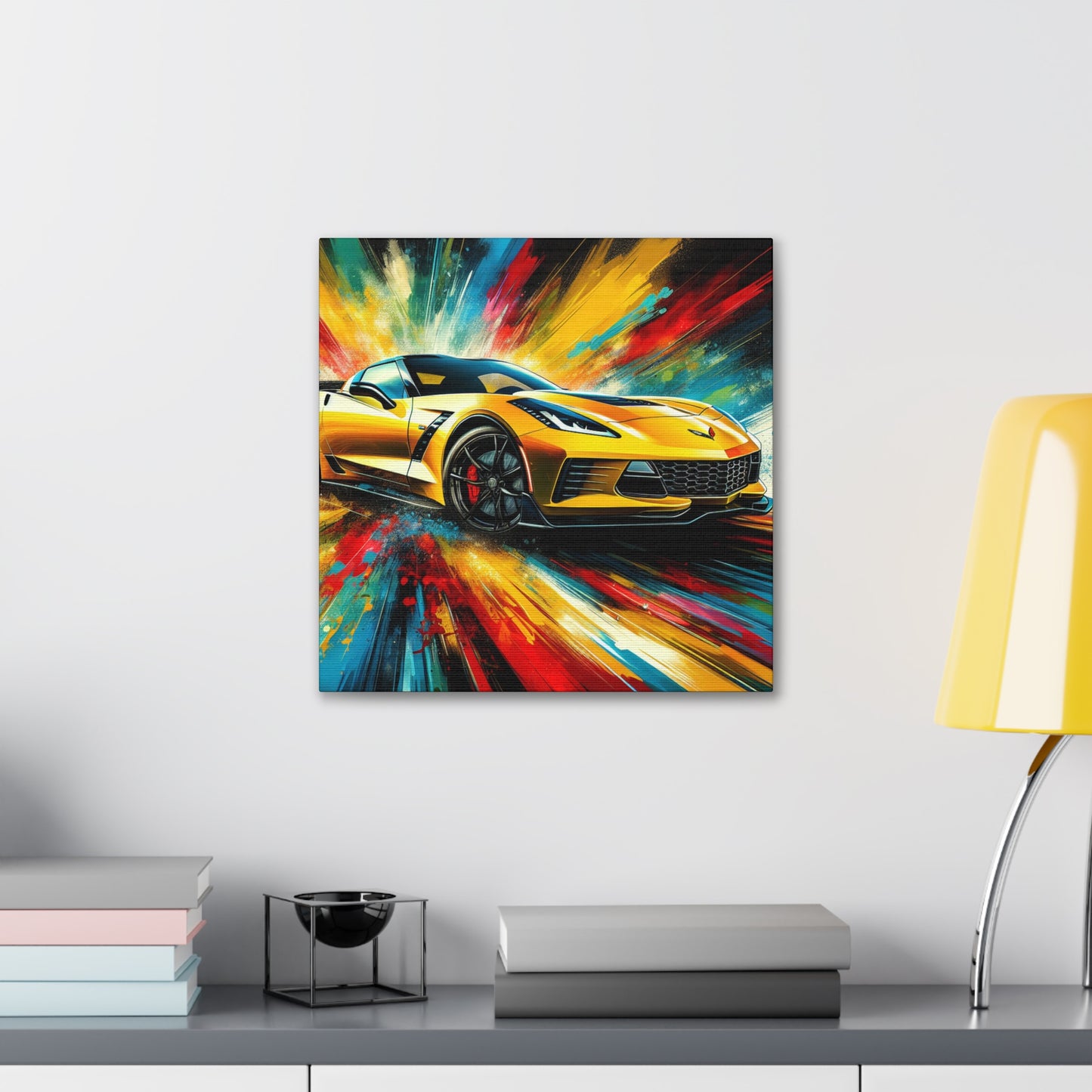 Chevrolet Corvette Artwork Canva Painting - Vintage Car Wall Decor - Enthusiast's Gift - Auto Art - Classic Corvette Car - High Quality Print