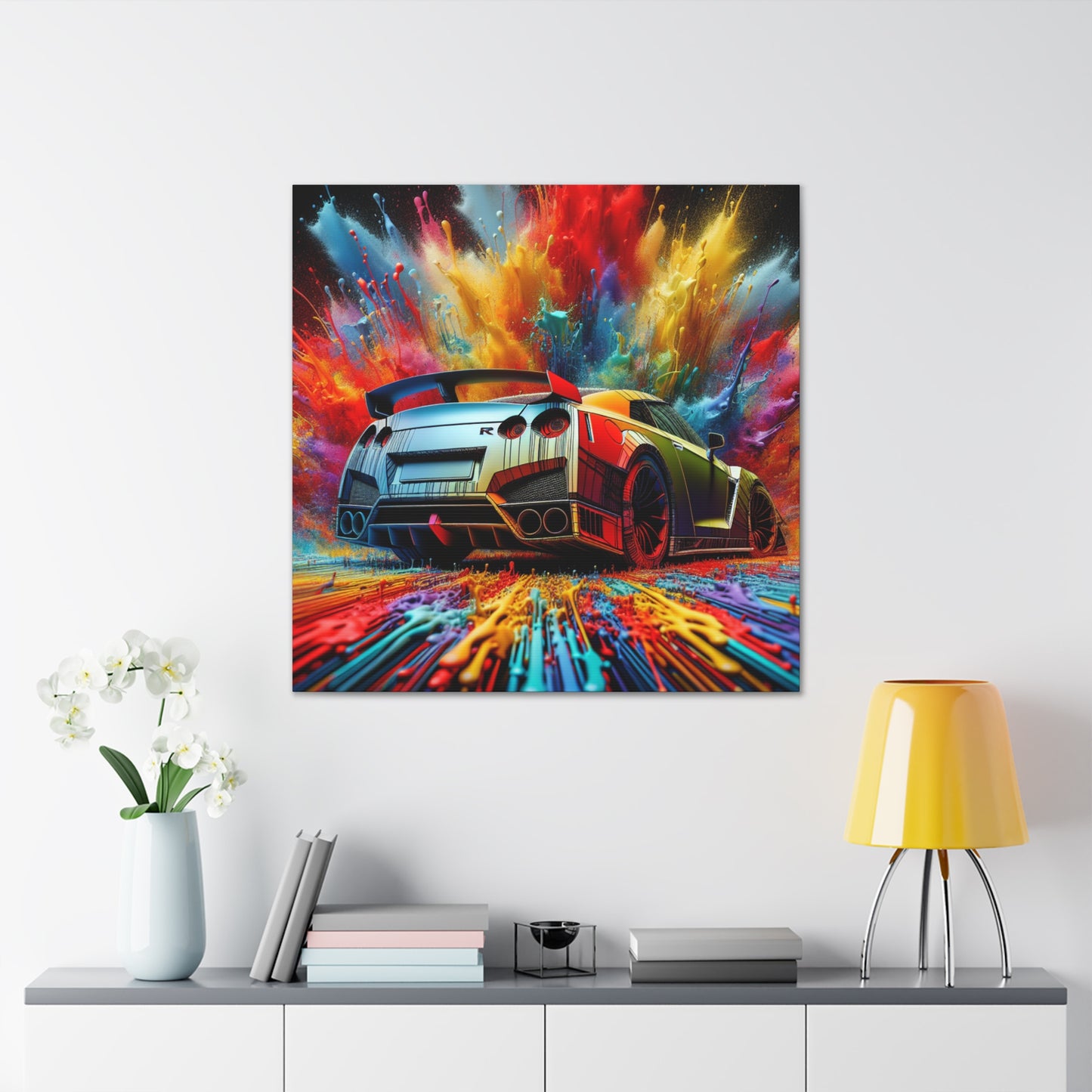 Nissan GT-R Canva Painting, Exquisite Wall Decor, Car Enthusiast Gift, Automotive Art, Racing Theme Room, Handmade GT-R Canva Print