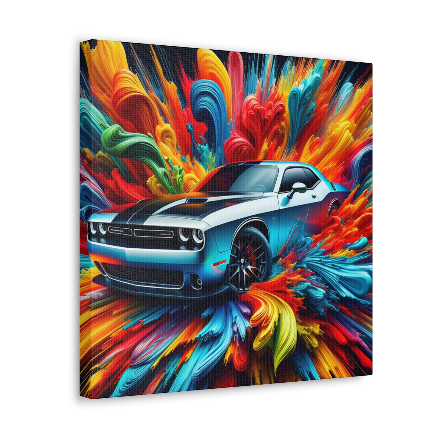 Vintage Dodge Challenger Wall Art Canva, Racing Car Print, Home Garage Decor, Classic Muscle Automobile Painting, Gift for Car Enthusiast