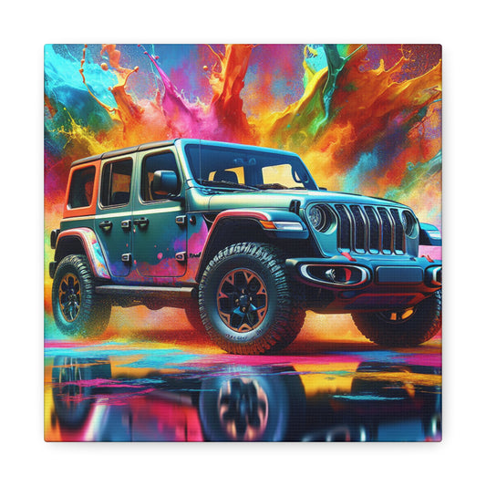 Jeep Wrangler Canva Painting - Wall Art, Unique Gift, Off-road Vehicle Lover, Jeep Art, Home Decor, Outdoor Adventure, Auto Enthusiast Canvas