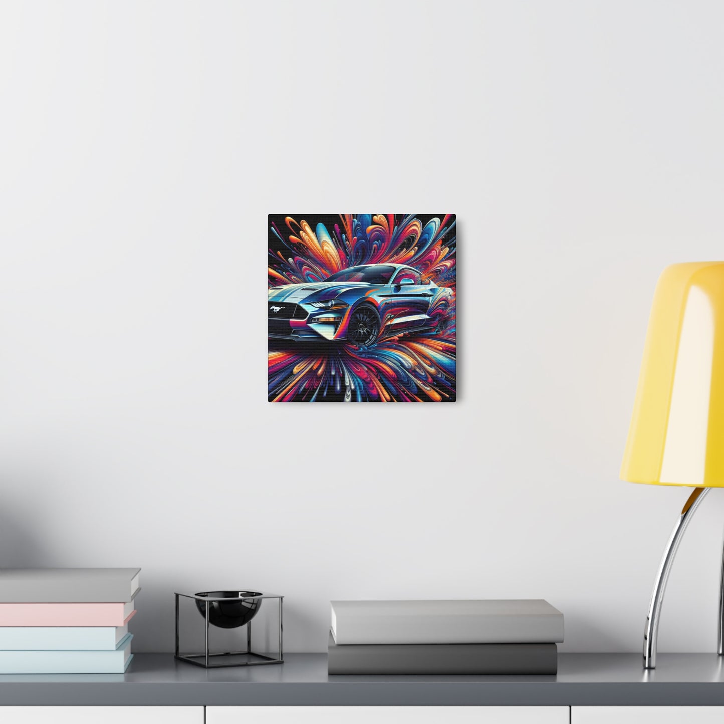 Vintage Ford Mustang Canva Painting, Classic Car Wall Art, Boyfriend Gift, Garage Decor, Automobile Enthusiast, Man Cave, Car Lover Gift