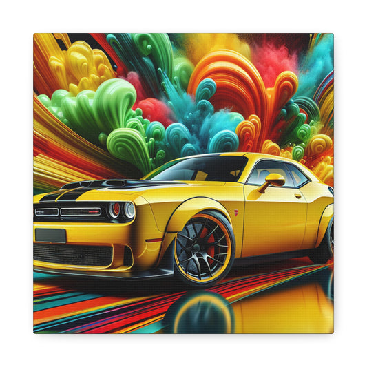 Dodge Challenger Car Wall Art - Premium Canva Painting, Great for Home Decor, Auto Enthusiast Gift, Man Cave Essential, Car Artwork