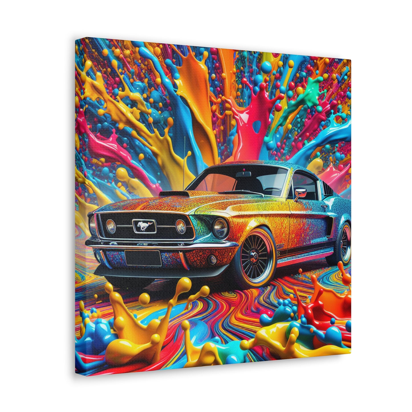 Vintage Ford Mustang Wall Art, Hand Painted Mustang Canvas Print, Classic Car Lover Gift, Home Office Decor, Man Cave Artwork, Collector Item