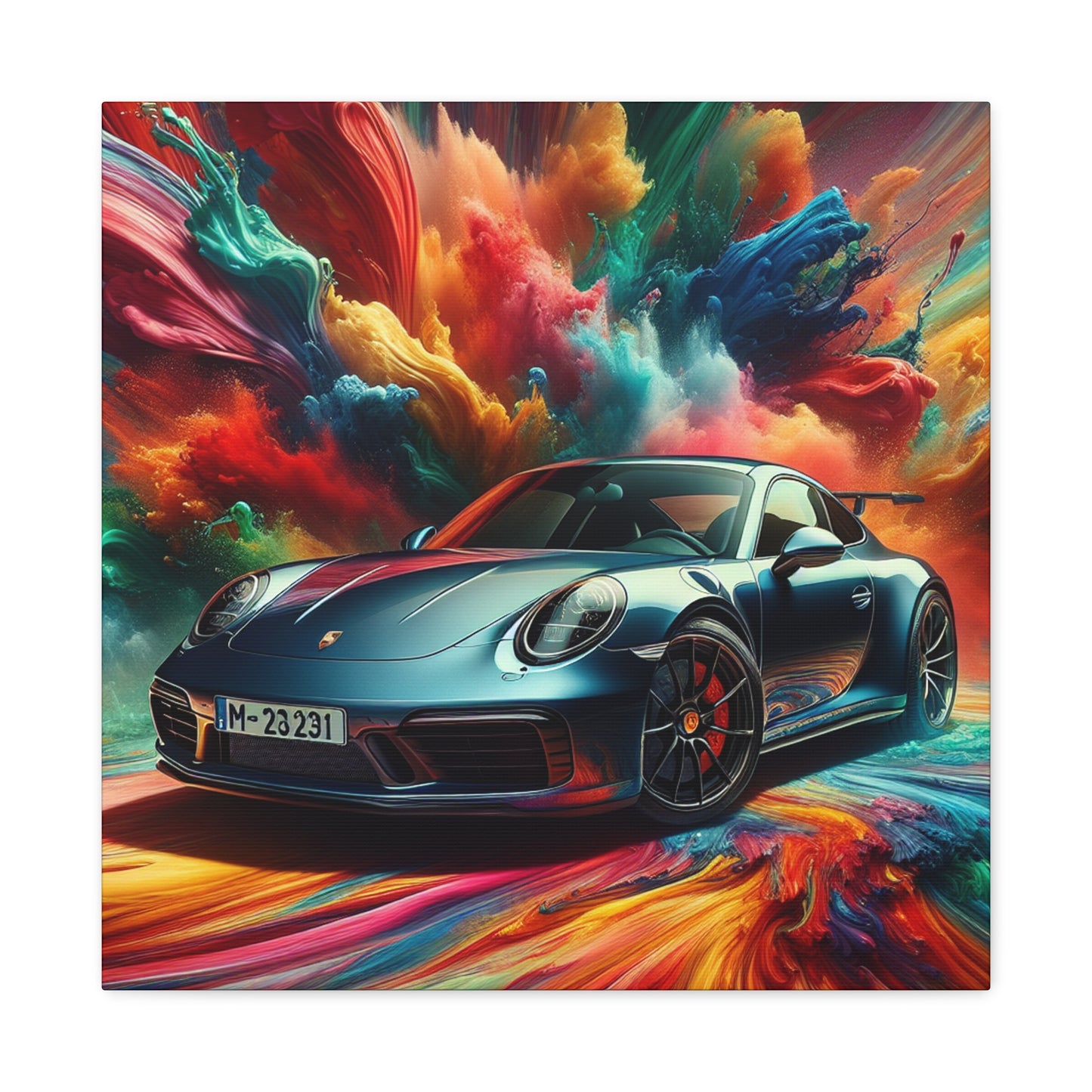 Porsche 911 Canva Painting - Handmade Wall Art, Sports Car Decor, Gift for Car Lovers and Collectors, Home and Office Décor