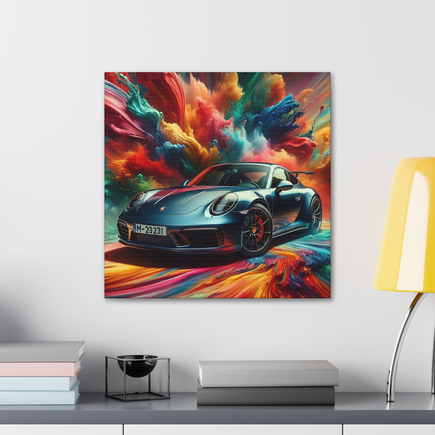Porsche 911 Canva Painting - Handmade Wall Art, Sports Car Decor, Gift for Car Lovers and Collectors, Home and Office Décor