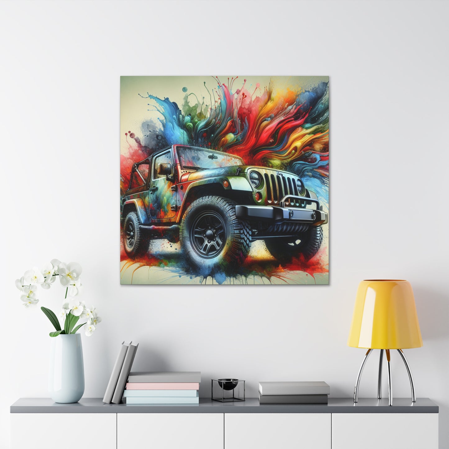 Jeep Wrangler Canva Painting, Wall Art, Off-road Vehicle, Original Handmade Artwork, Home and Office Decor, Unique Gift for Car Lovers