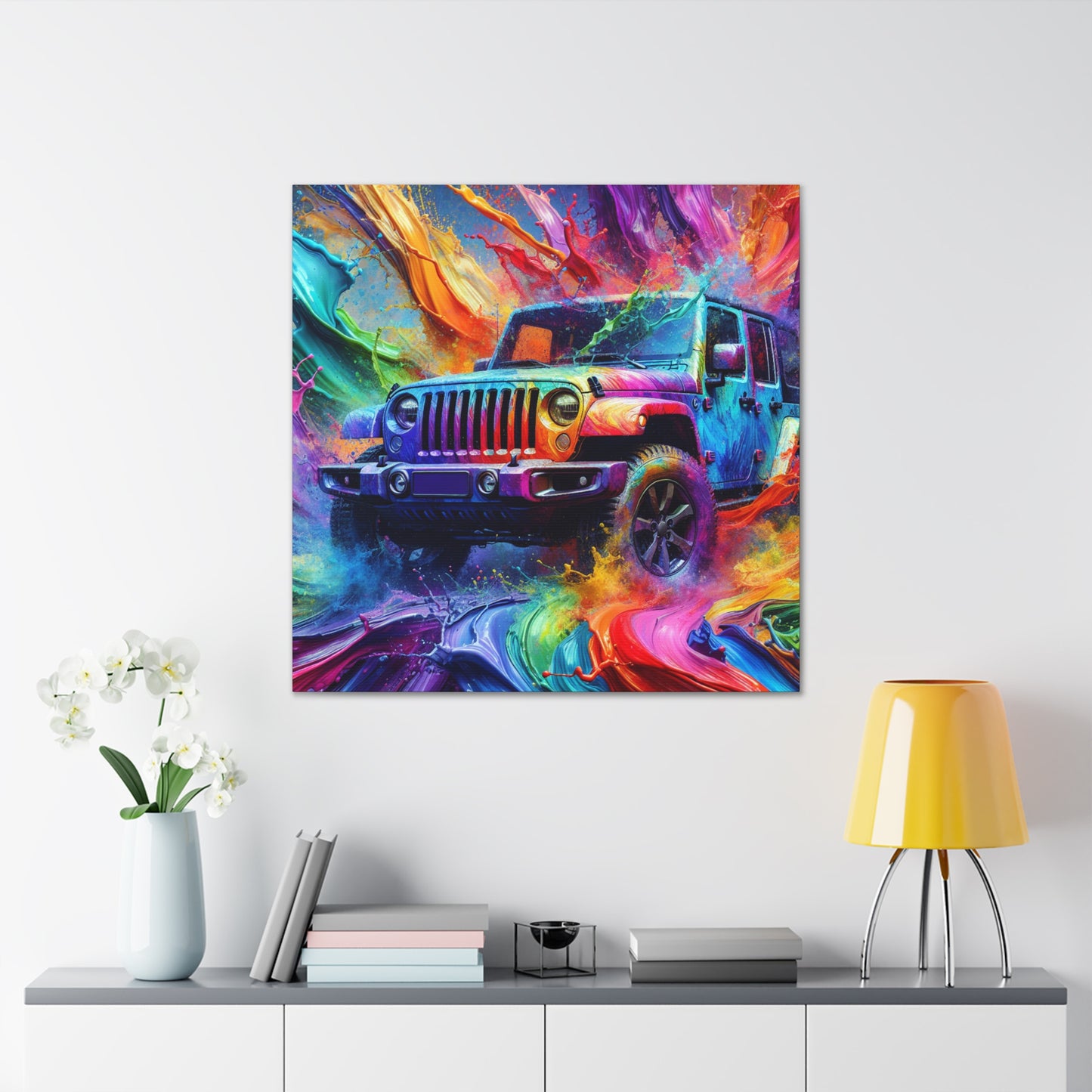 Jeep Wrangler Wall Art, Off-road Vehicle Canva Painting, Rustic Home Decor, Handcrafted Adventure 4x4 Wall Hanging, Perfect Gift for Car Lover