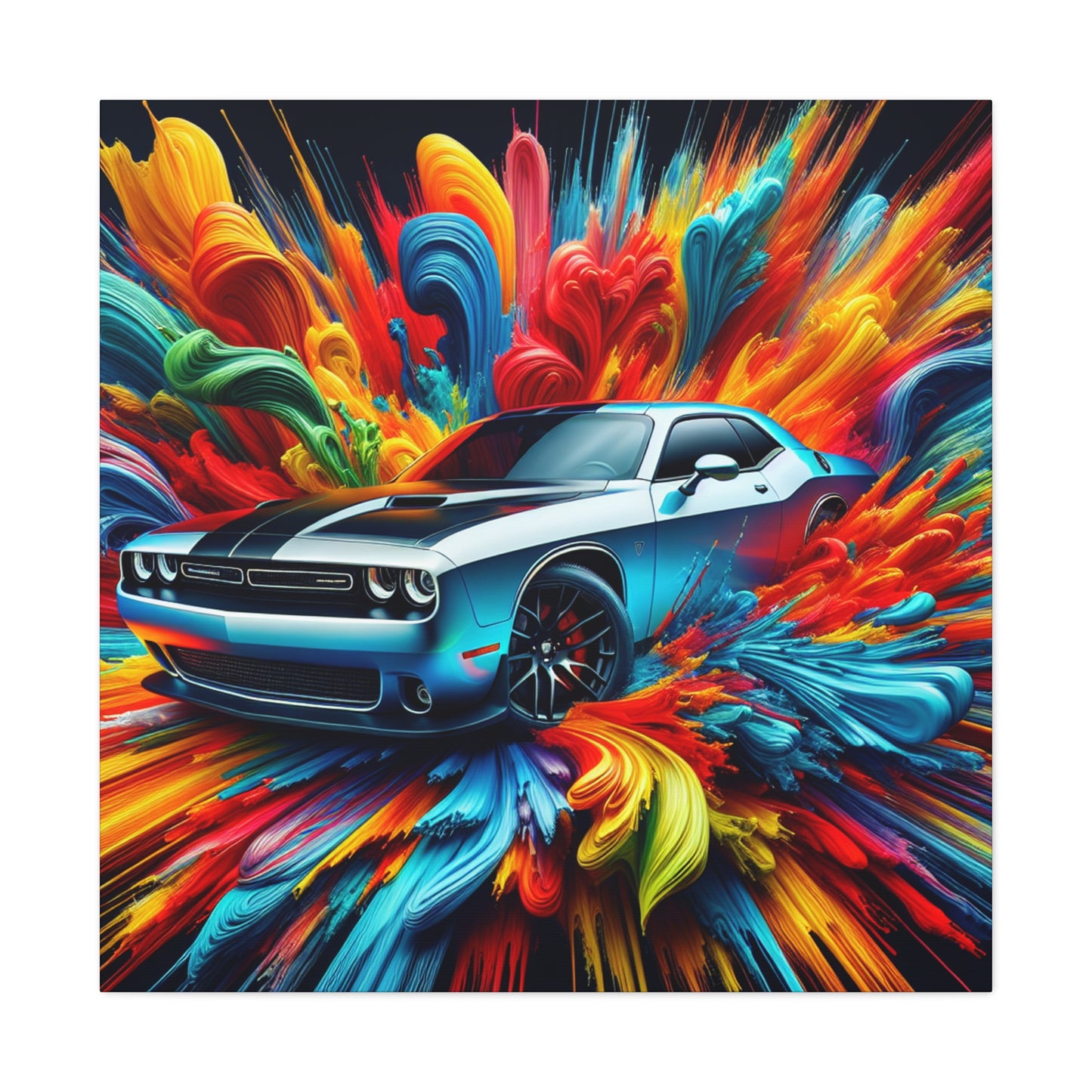 Vintage Dodge Challenger Wall Art Canva, Racing Car Print, Home Garage Decor, Classic Muscle Automobile Painting, Gift for Car Enthusiast