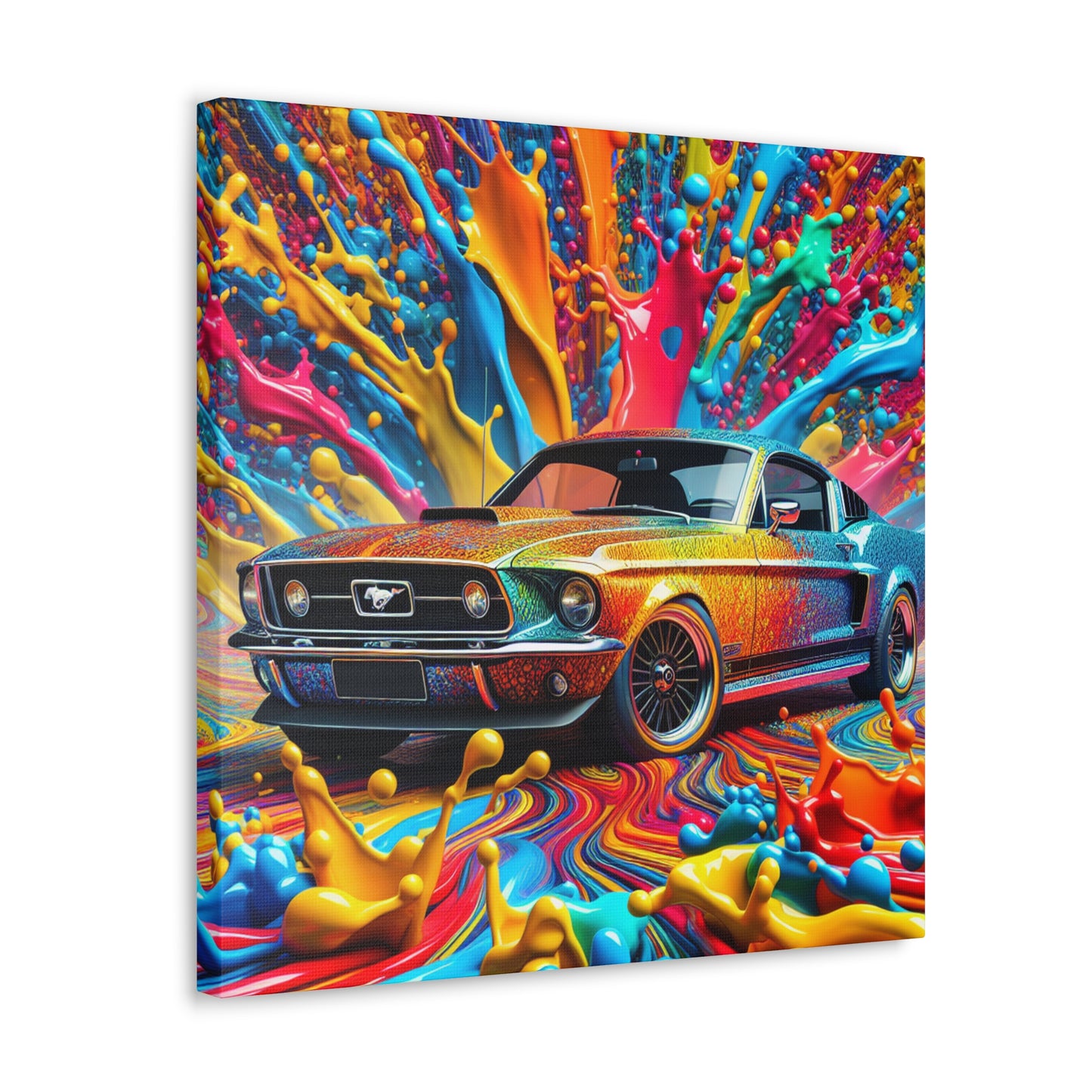 Vintage Ford Mustang Wall Art, Hand Painted Mustang Canvas Print, Classic Car Lover Gift, Home Office Decor, Man Cave Artwork, Collector Item