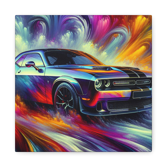 Dodge Challenger Artwork - Muscle Car Canva Painting, Wall Art, Home Decor, Vintage Car Collectors Gift, Automotive Print, Garage Decor