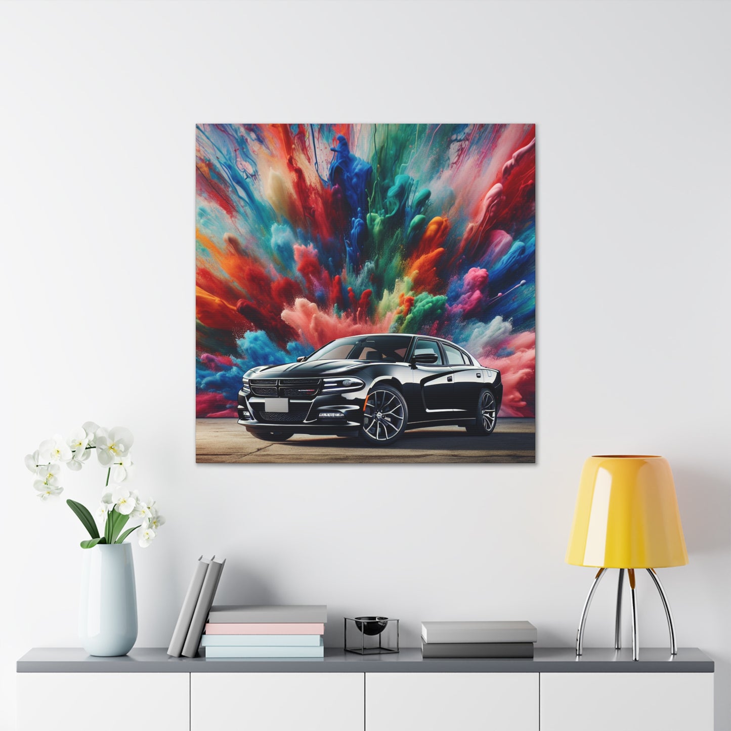 Dodge Charger Canva Painting, Modern Car Wall Art, High Quality Print, Gift for Car Enthusiasts and Dodge Lovers, Room Decor, Garage Art