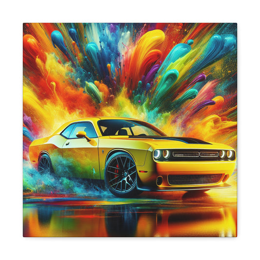 Vintage Dodge Challenger Car Art, Canva Painting for Office Decor, Garage Wall Art, Classic Car Print, Gift for Car Lover, Man Cave Decor