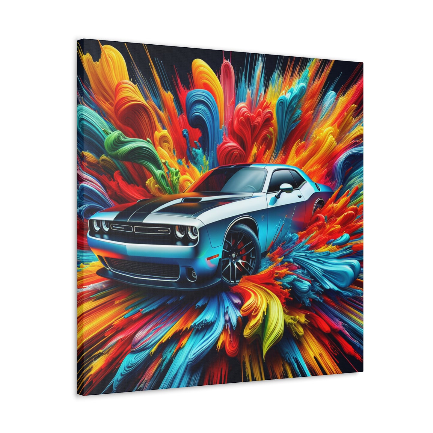 Vintage Dodge Challenger Wall Art Canva, Racing Car Print, Home Garage Decor, Classic Muscle Automobile Painting, Gift for Car Enthusiast