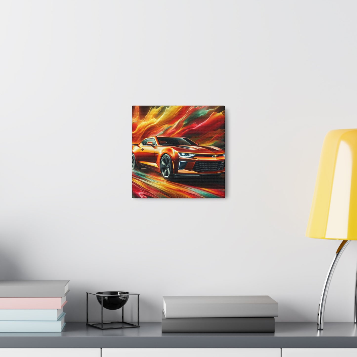 Chevrolet Camaro Canva Painting - Classic Car Art, Vintage, Garage Decor, American Muscle Car Print, Wall Art, Father's Day, Automobile Lover