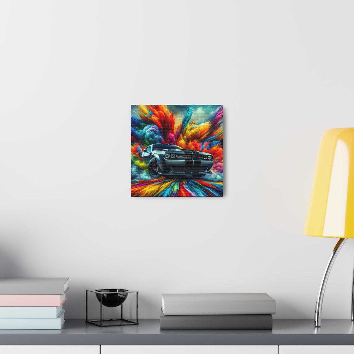 Vintage Dodge Challenger Wall Art, Large Canva Painting, Classic Car Home Decor, Muscle Car Collector Gift, Retro Automotive Artwork