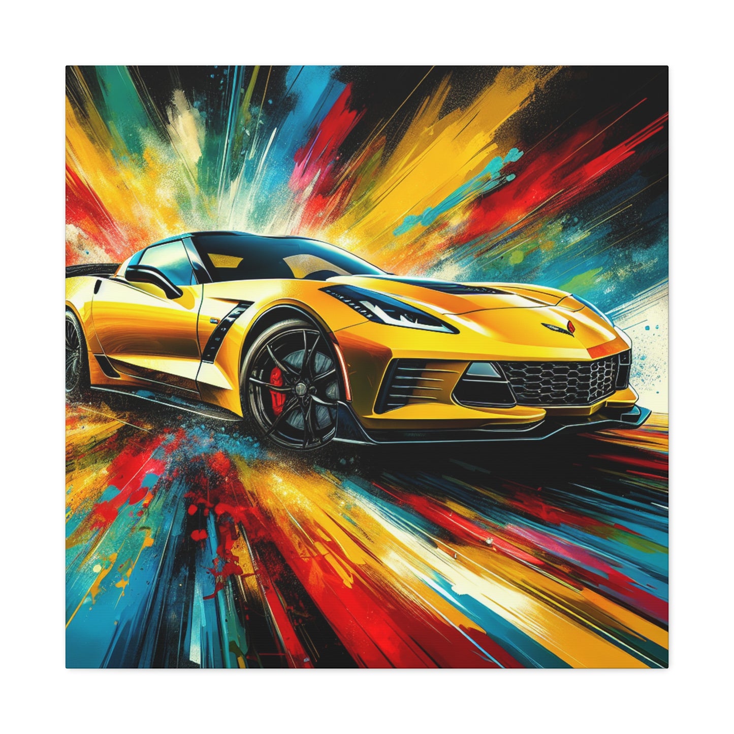 Chevrolet Corvette Artwork Canva Painting - Vintage Car Wall Decor - Enthusiast's Gift - Auto Art - Classic Corvette Car - High Quality Print