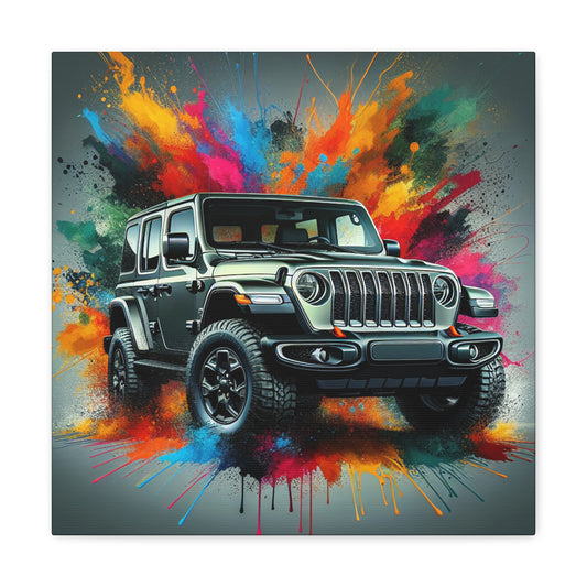 Jeep Wrangler Wall Art - Oversized Car Canva Painting, Vintage Vehicle Decor for Man Cave, Garage, or Game Room - Unique Gift for Car Lovers