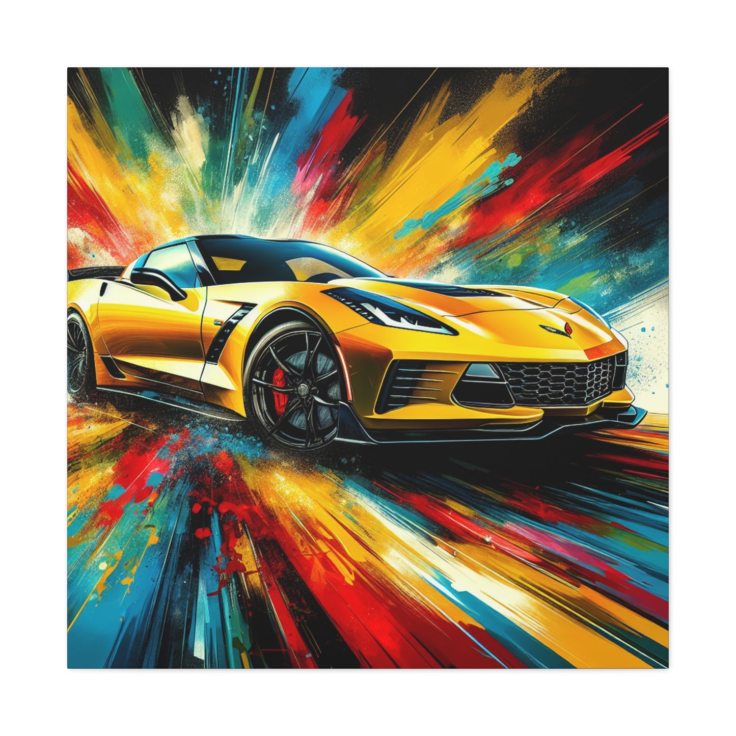 Chevrolet Corvette Artwork Canva Painting - Vintage Car Wall Decor - Enthusiast's Gift - Auto Art - Classic Corvette Car - High Quality Print