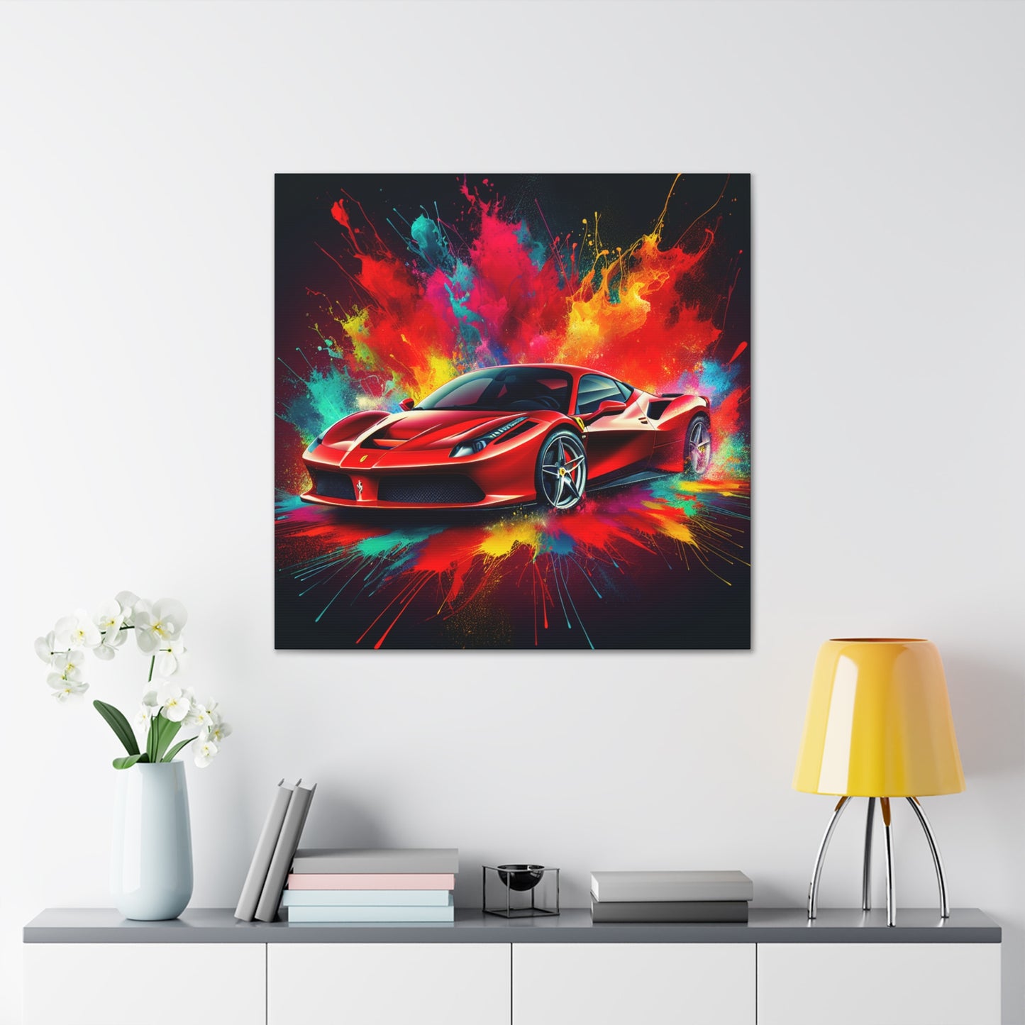 Luxurious Ferrari Car Canva Painting, High-Quality Wall Art, Perfect Gift for Car Lovers, Authentic and Unique Decor, Supercar Masterpiece