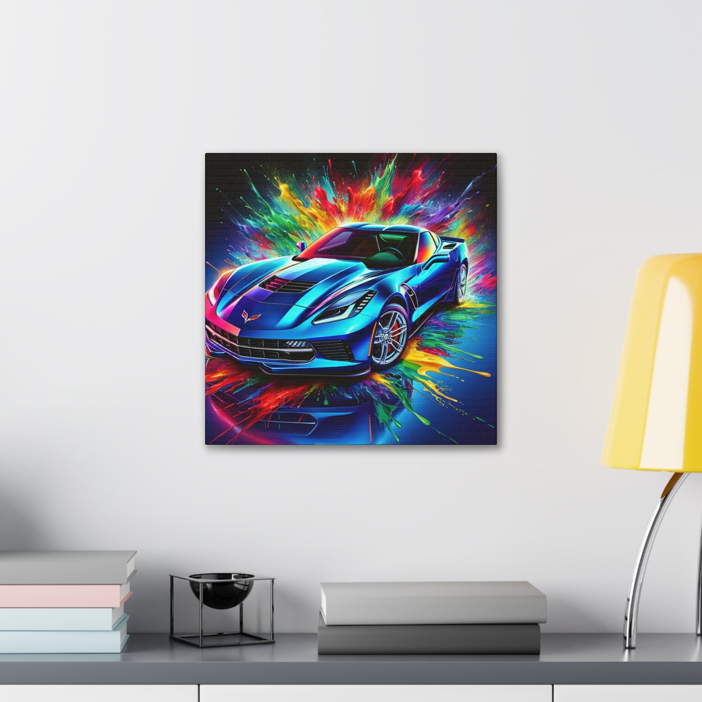 Chevrolet Corvette Canva Painting, Classic Car Wall Art, Vintage Corvette Home Decor, Car Enthusiast Gift, Man Cave Accessory